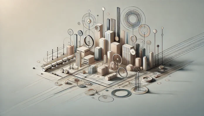 DALL·E 2024-10-16 10.47.22 - A refined and elegant abstract image in 16_9 format, focused on the theme of public procurement. The design should be minimalistic and discreet, using appalti pubblici consorzi